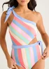 Gini London Multi Stripe Tie Detail One Shoulder Swimsuit - 10 Image 3