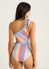 Gini London Multi Stripe Tie Detail One Shoulder Swimsuit - 10 Image 2