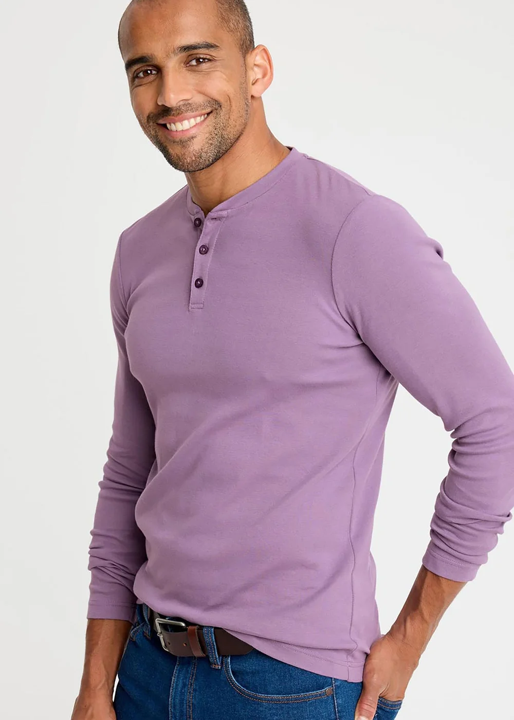 Cotton Traders Dark Grape Long Sleeve Grandad Base Layer Top - XS Image 2