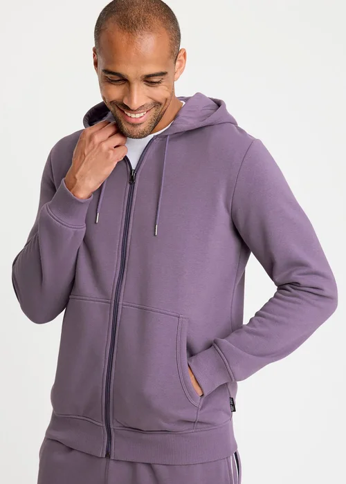 Cotton Traders Dark Grape Hooded Zip Through Sweat Top - 3XL Image 1