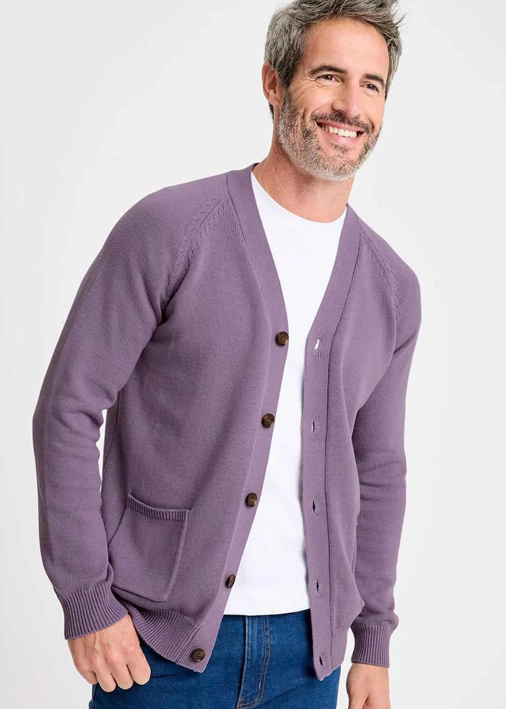 Cotton Traders Dark Grape Cotton Button Through Cardigan - M Image 1