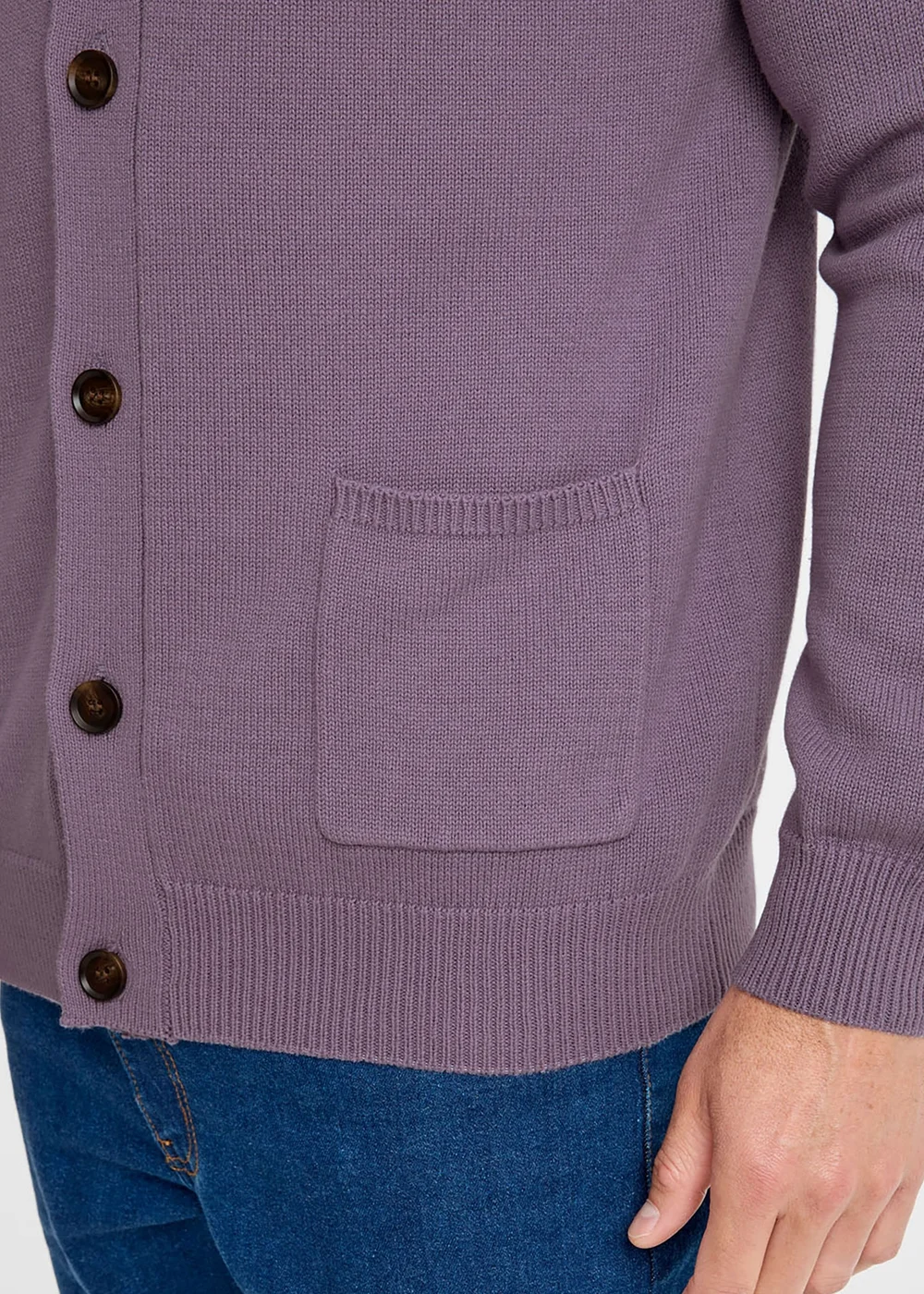 Cotton Traders Dark Grape Cotton Button Through Cardigan - M Image 3