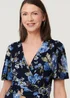 Izabel London Navy Floral Angel Sleeve Wrap Midi Dress - 16 Image 3