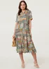 Izabel London Sage Abstract Short Sleeve Tie Midi Dress - 16 Image 4