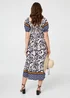 Izabel London Navy Floral Border Puff Sleeve Midi Dress - 12 Image 2