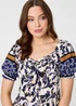 Izabel London Navy Floral Border Puff Sleeve Midi Dress - 12 Image 3