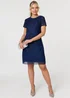 Izabel London Navy Sheer Lace Layered Knee Length Dress - 12 Image 4