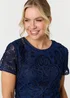 Izabel London Navy Sheer Lace Layered Knee Length Dress - 12 Image 3