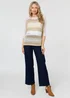 Izabel London Gold Semi Sheer Mesh 3/4 Sleeve Knit Top - L Image 4