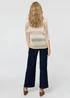 Izabel London Gold Semi Sheer Mesh 3/4 Sleeve Knit Top - L Image 2