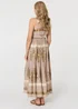 Izabel London Brown Printed Ruched Sleeveless Maxi Dress - 14 Image 2