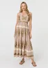 Izabel London Brown Printed Ruched Sleeveless Maxi Dress - 14 Image 4
