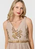 Izabel London Brown Printed Ruched Sleeveless Maxi Dress - 14 Image 3