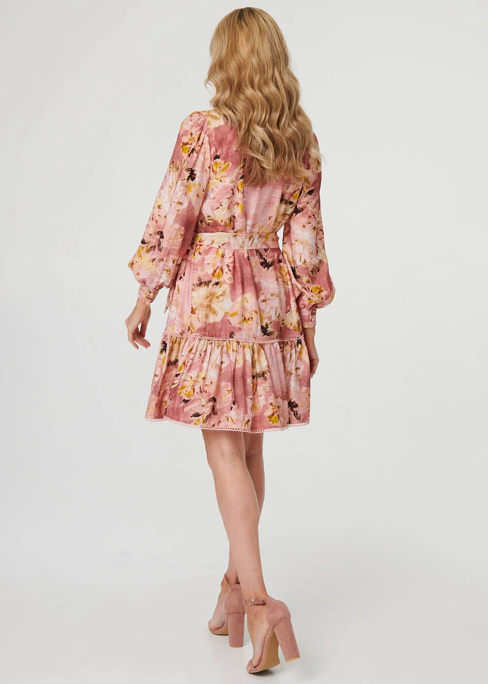 Izabel London Red Floral Long Sleeve Short Shirt Dress - 8 Image 2