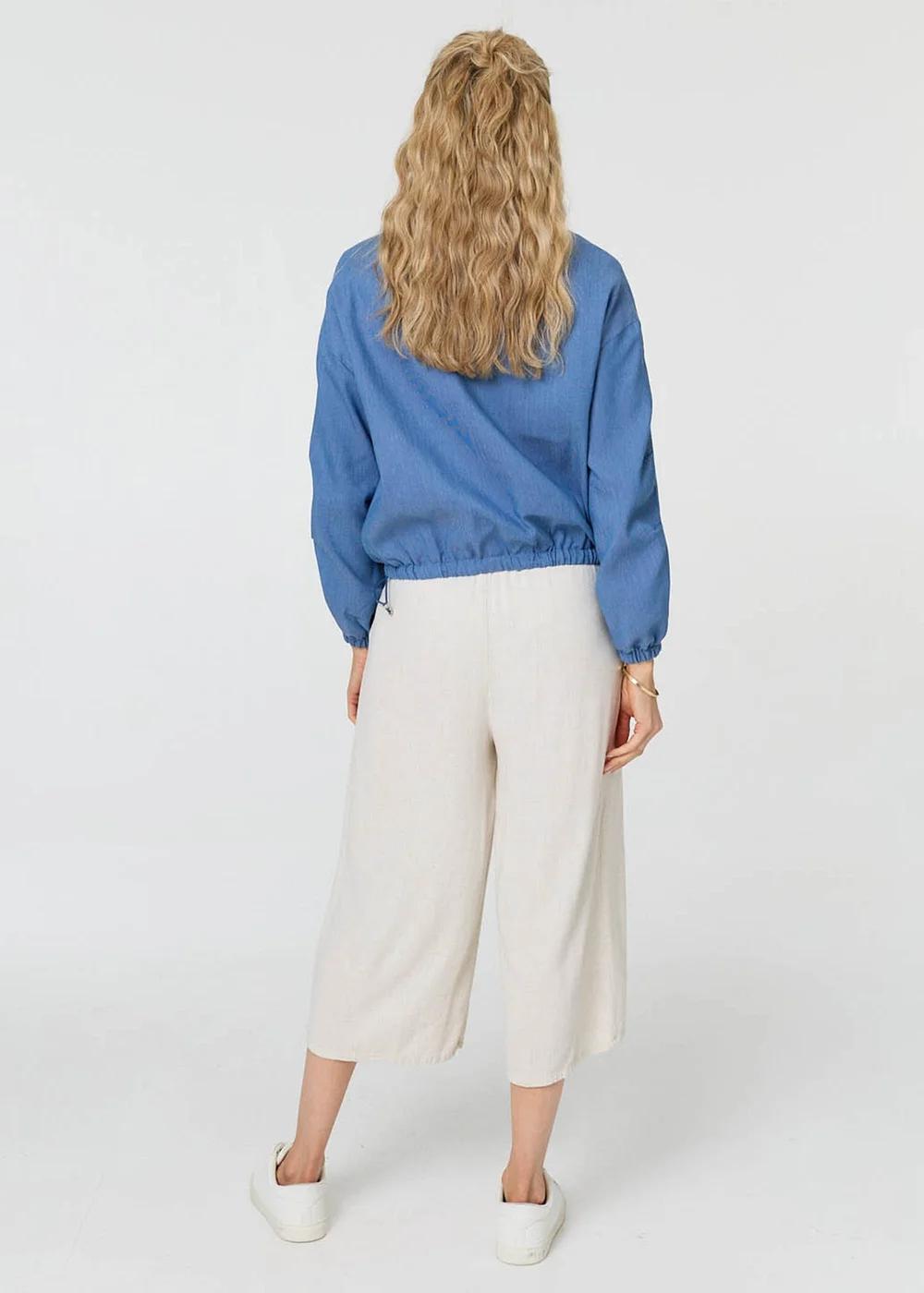 Izabel London Blue Relaxed Drawstring High Neck Jacket - 10 Image 2