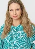 Izabel London Green Leaf Print Long Sleeve Relaxed Blouse - 16 Image 3