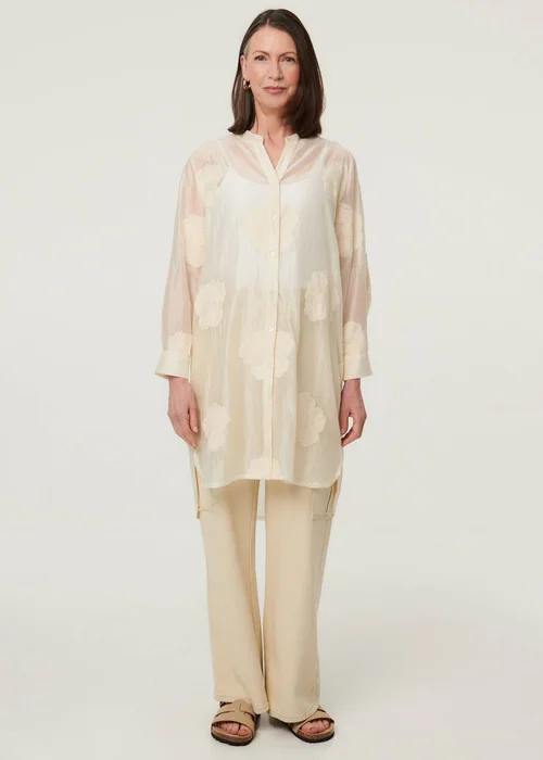 Izabel London White Floral Long Sleeve Longline Shirt - 12 Image 4
