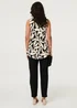 Izabel London Black Leaf Print Sleeveless Peplum Top - 16 Image 2