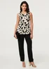 Izabel London Black Leaf Print Sleeveless Peplum Top - 16 Image 4