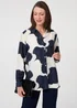 Izabel London Navy Abstract Long Sleeve Button Front Shirt - 16 Image 1