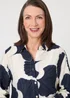 Izabel London Navy Abstract Long Sleeve Button Front Shirt - 16 Image 3
