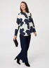 Izabel London Navy Abstract Long Sleeve Button Front Shirt - 16 Image 4