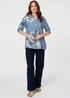 Izabel London Blue Floral Relaxed Turn-Up Sleeve Blouse - 10 Image 4