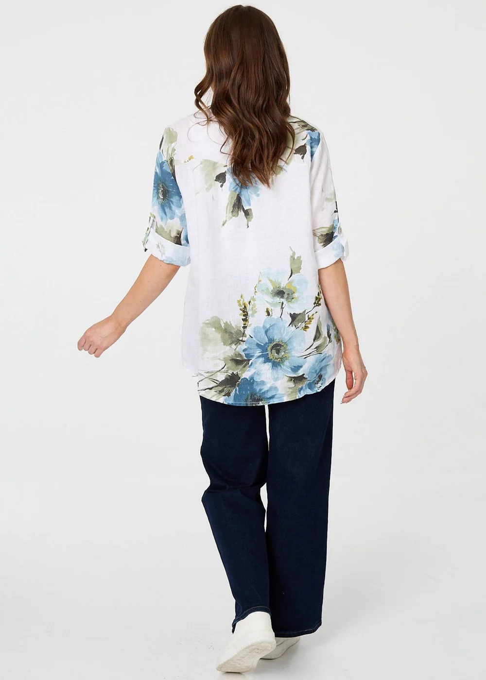 Izabel London Blue Floral Relaxed Turn-Up Sleeve Blouse - 12 Image 2