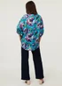 Izabel London Blue Floral Button 3/4 Sleeve Relaxed Blouse - 16 Image 2