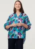 Izabel London Blue Floral Button 3/4 Sleeve Relaxed Blouse - 16 Image 1