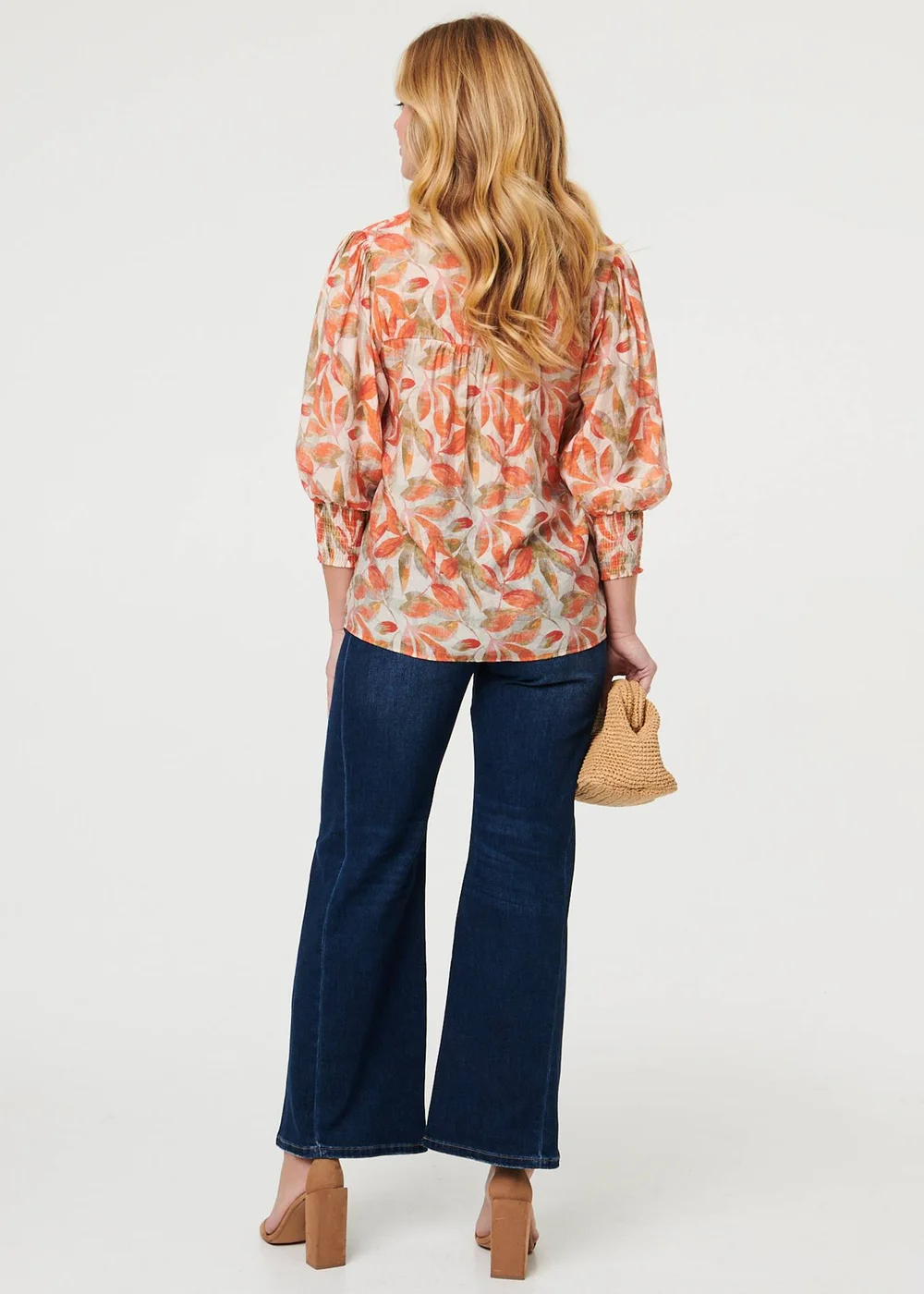 Izabel London Orange Lace Trim Long Balloon Sleeve Shirt - 16 Image 2