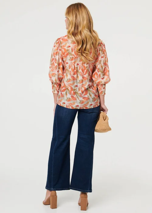 Izabel London Orange Lace Trim Long Balloon Sleeve Shirt - 16 Image 2