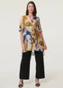 Izabel London Yellow Abstract Long Sleeve Longline Shirt - 14 Image 4