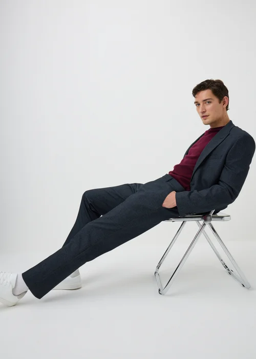 Navy Check Tailored Trousers - 26/L29 Image 3
