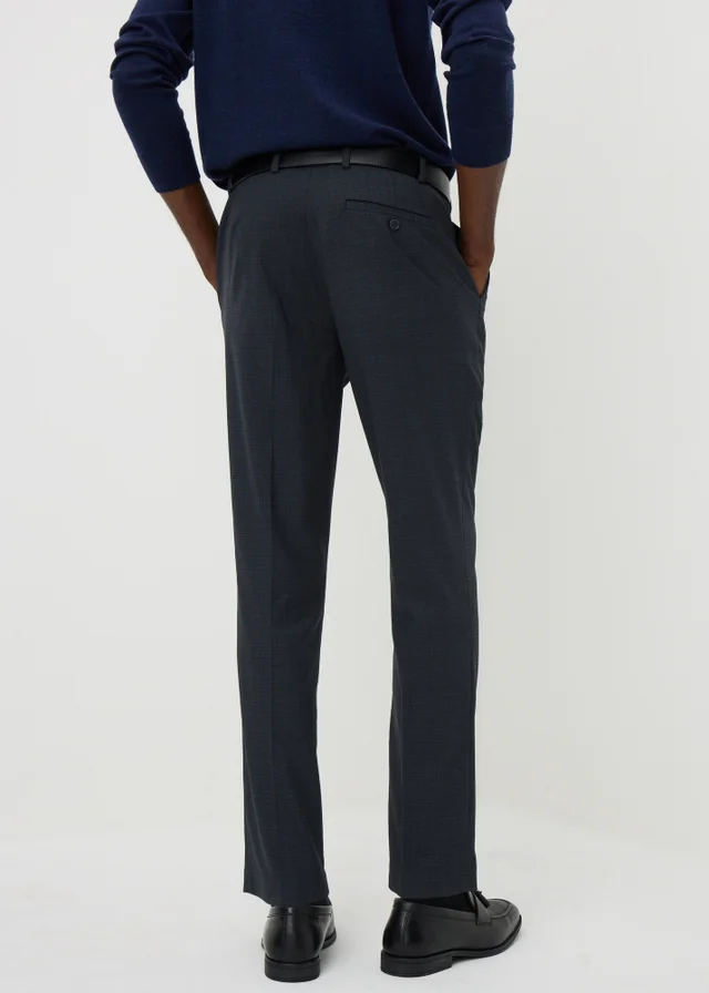 Taylor & Wright Navy Check Slim Fit Active Waist Trousers