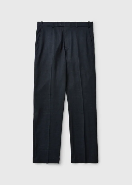 Taylor & Wright Navy Check Slim Fit Active Waist Trousers - 26/L29 Image 5