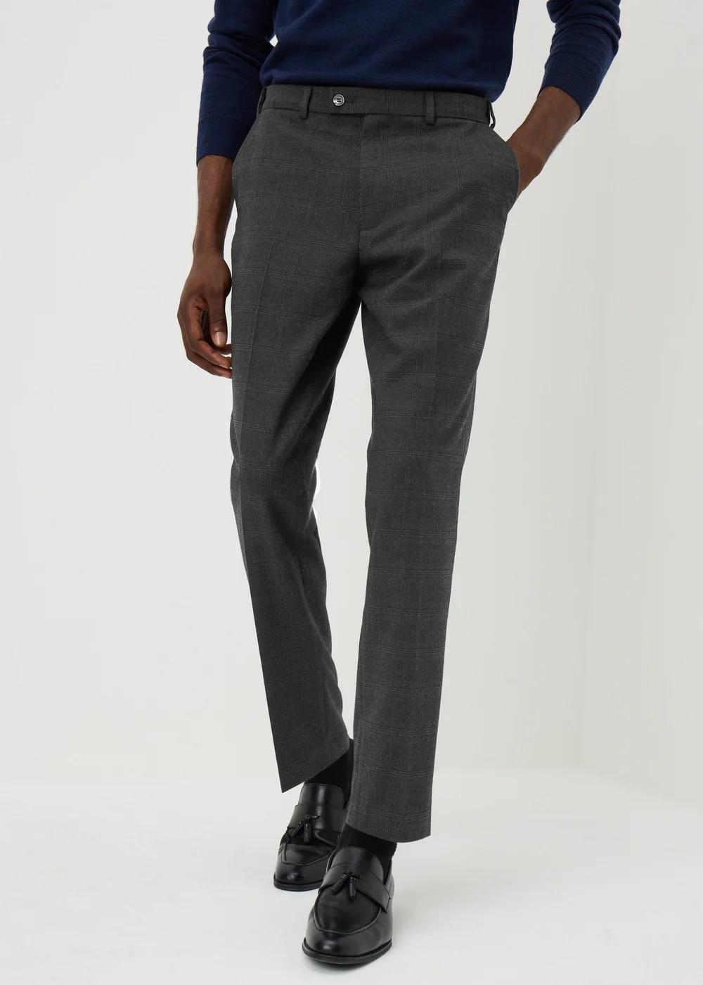 Taylor & Wright Grey Active Waist Check Slim Fit Trosuers - 26/L29 Image 1