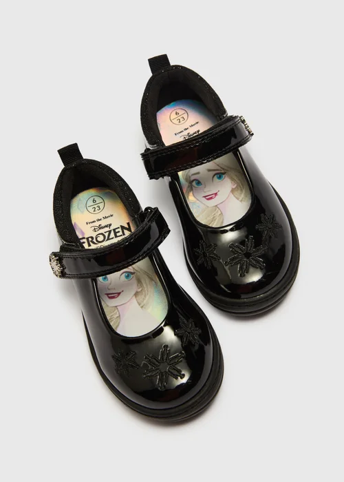 Disney Frozen Elsa Girls Black School Shoes (Younger 6-12) - 6 Infants Image 2