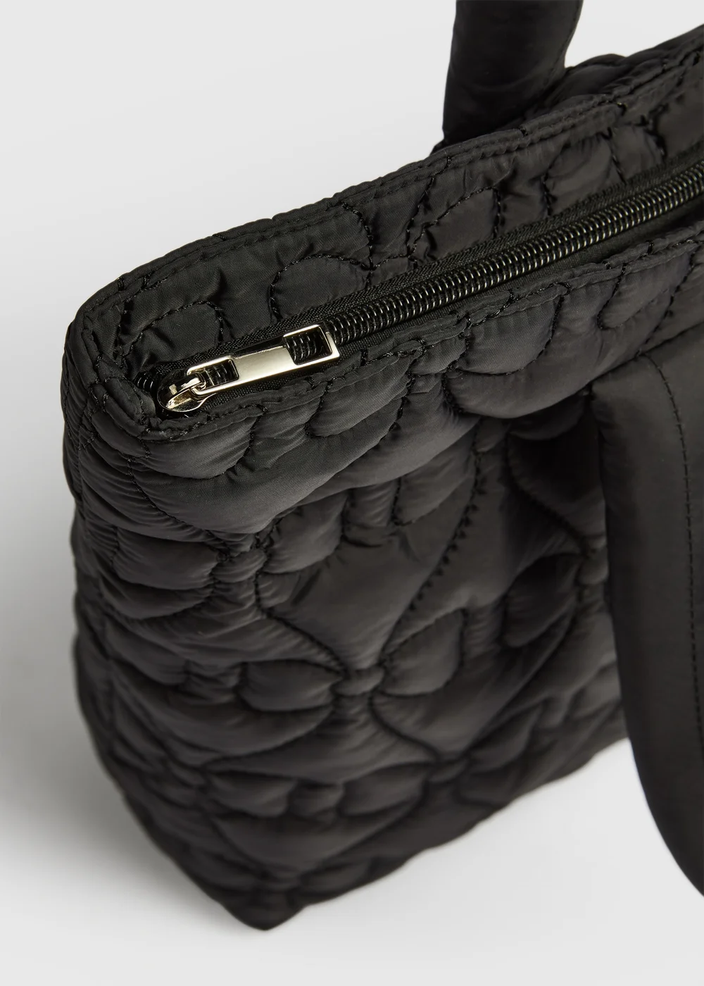 Girls Black Bow Quilted Tote Bag - One Size Image 2