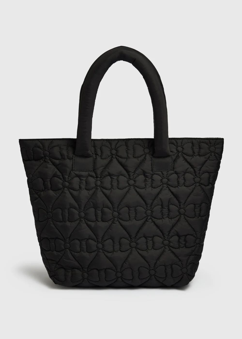 Girls Black Bow Quilted Tote Bag - One Size Image 1