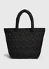 Girls Black Bow Quilted Tote Bag - One Size Image 1