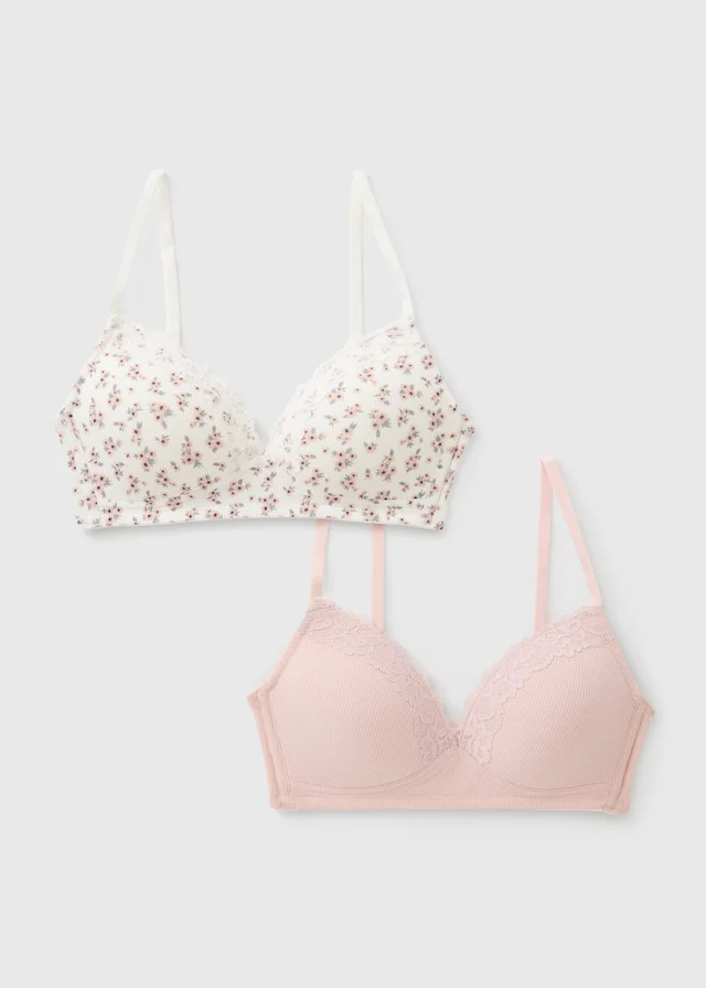 2 Pack Pink Non Wired Padded Bralettes