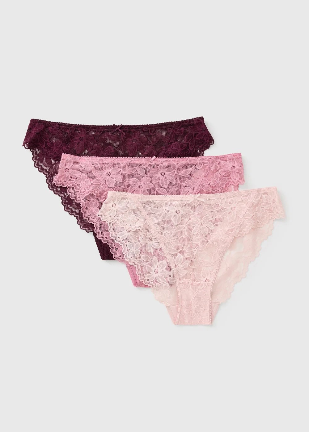 3 Pack Pink Lace Hight Leg Knickers - 8 Image 1