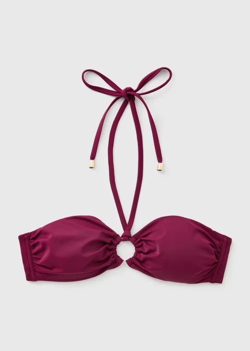 Wine Halter Neck Bandeau Bikini Top - 18 Image 3