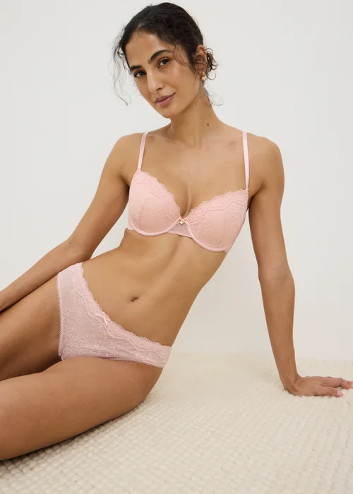 Pink Lace Plunge Bra - 32B Image 1