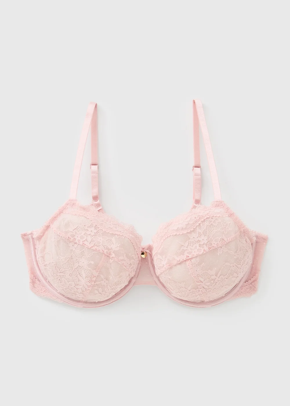 DD+ Pink Lace Non Padded Bra - 32DD Image 1