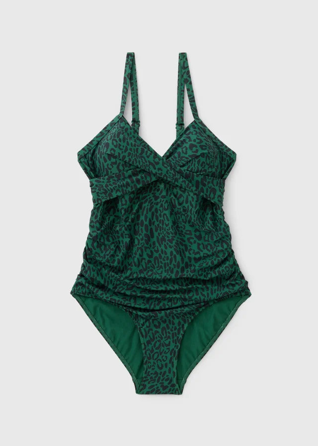 Green Leopard Print Shape Swimsuit