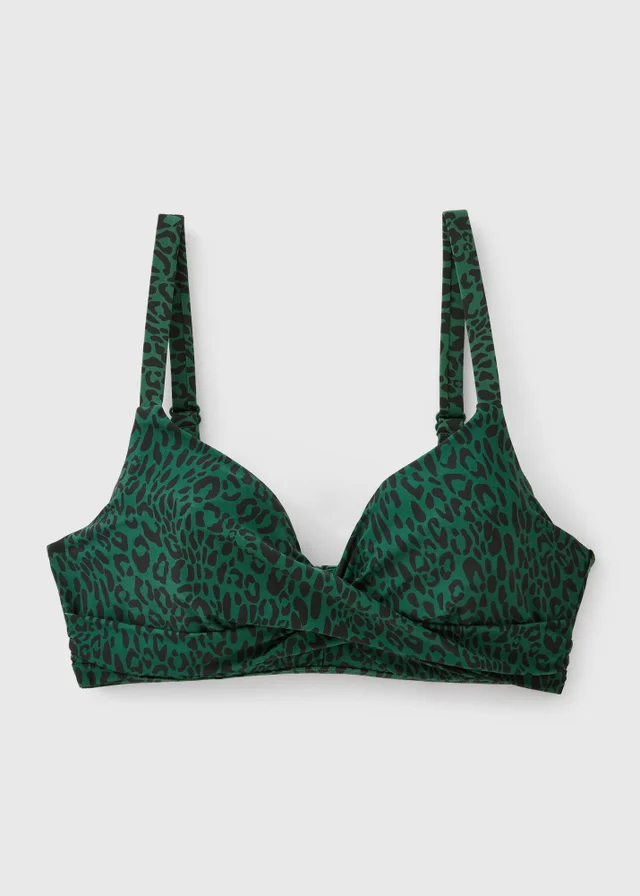 DD+ Green Leopard Print Shapewear Bikini Top