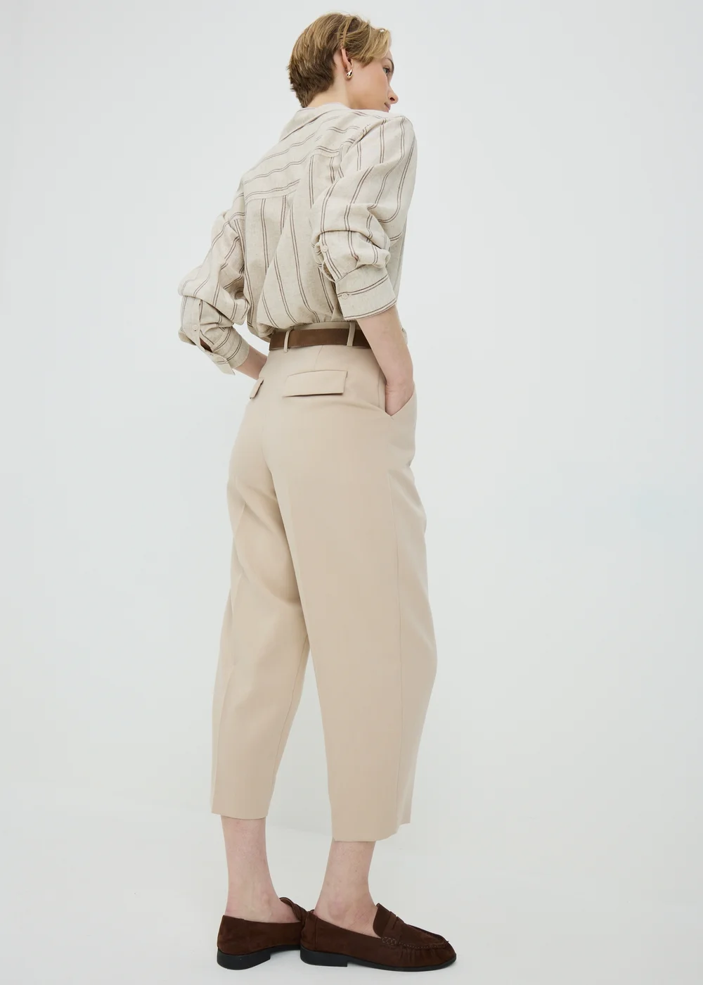 Stone Barrel Leg Trousers - 8/L29 Image 2