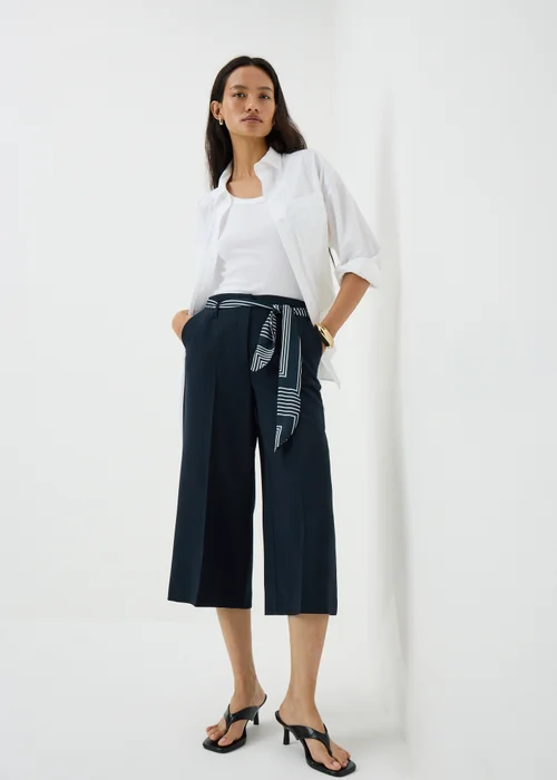 Navy Scarf Wide Leg Culottes - 14 Image 1